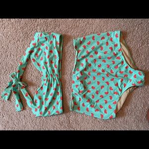 Red dolly swimwear high waisted halter top bikini xl- never worn- new WO tags